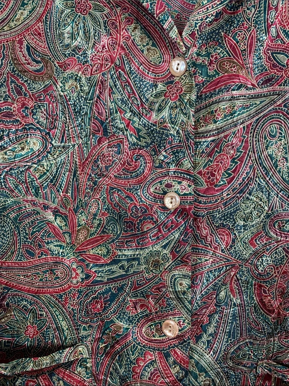 Victoria's Secret vintage 90s Paisley Button-Up Blouse in Red, Green & Gold